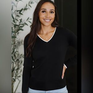 Women's Black V-Neck Sweater